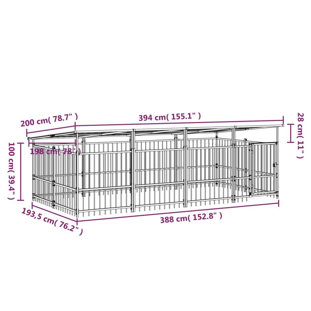 Vidaxl - Chenil d'extérieur avec toit pour chiens Acier 7,51 m² vidaXL 3124609 - Imagen 3