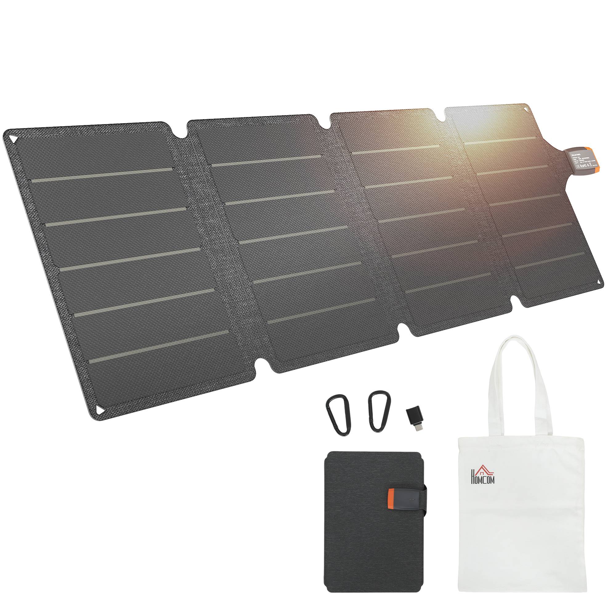 Chargeur solaire 36 W pliable avec connecteur Type-C, imperméable IP67 en ETFE, gris