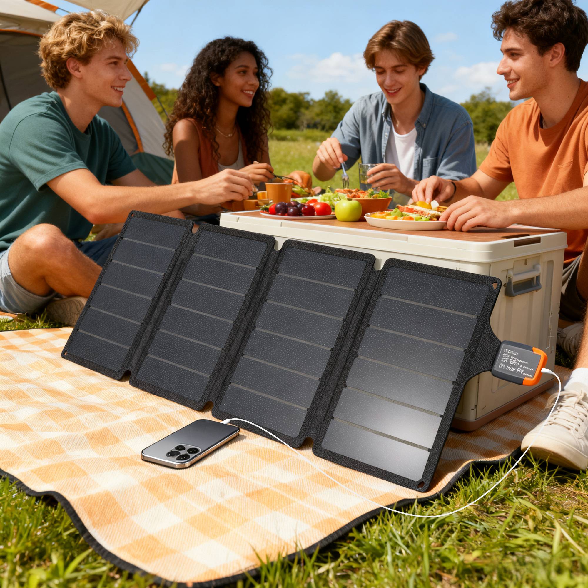 Chargeur solaire 36 W pliable avec connecteur Type-C, imperméable IP67 en ETFE, gris - Image 3
