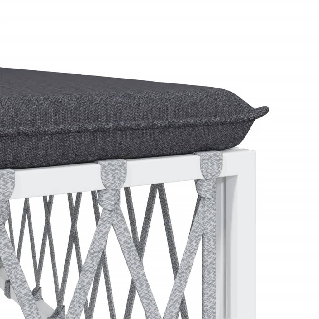Helloshop26 - Salon de jardin meuble d'extérieur ensemble de mobilier avec coussins 9 pièces blanc acier - Imagen 5
