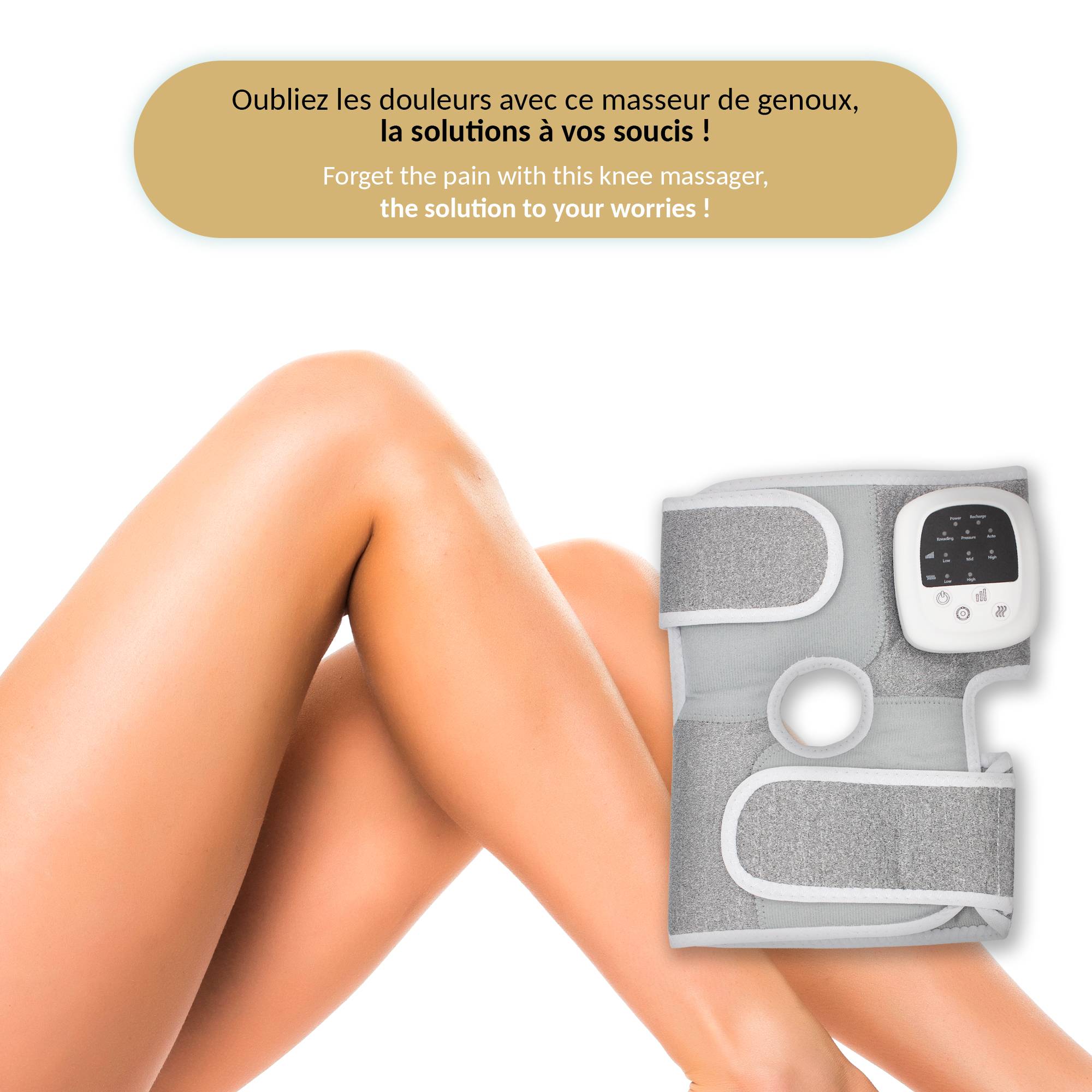 Fishtec - Masseur pressothérapie FISHTEC pour genoux et épaules, 3 modes, 3 intensités, chaleur 45°C, rechargeable, sans fil, soulage les douleurs - Image 8