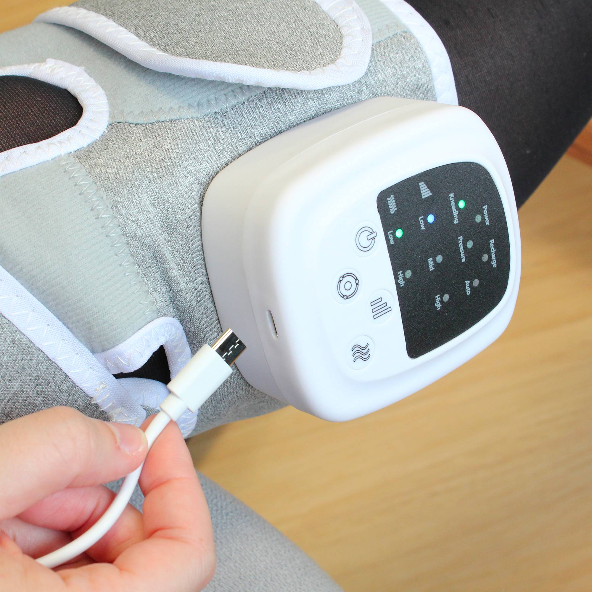 Fishtec - Masseur pressothérapie FISHTEC pour genoux et épaules, 3 modes, 3 intensités, chaleur 45°C, rechargeable, sans fil, soulage les douleurs - Image 5
