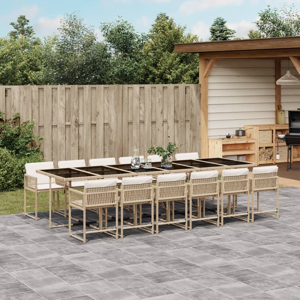 ComfortXL - Salon de Jardin Encastrable 12 Personnes en Résine Tressée Beige, Grande Table 330cm Plateau Verre, Gain de Place – ComfortXL Outdoor Living - Image 1