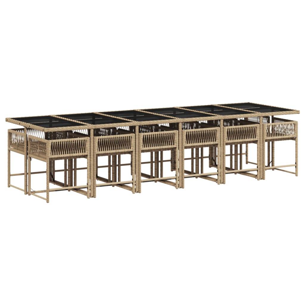 ComfortXL - Salon de Jardin Encastrable 12 Personnes en Résine Tressée Beige, Grande Table 330cm Plateau Verre, Gain de Place – ComfortXL Outdoor Living - Image 3