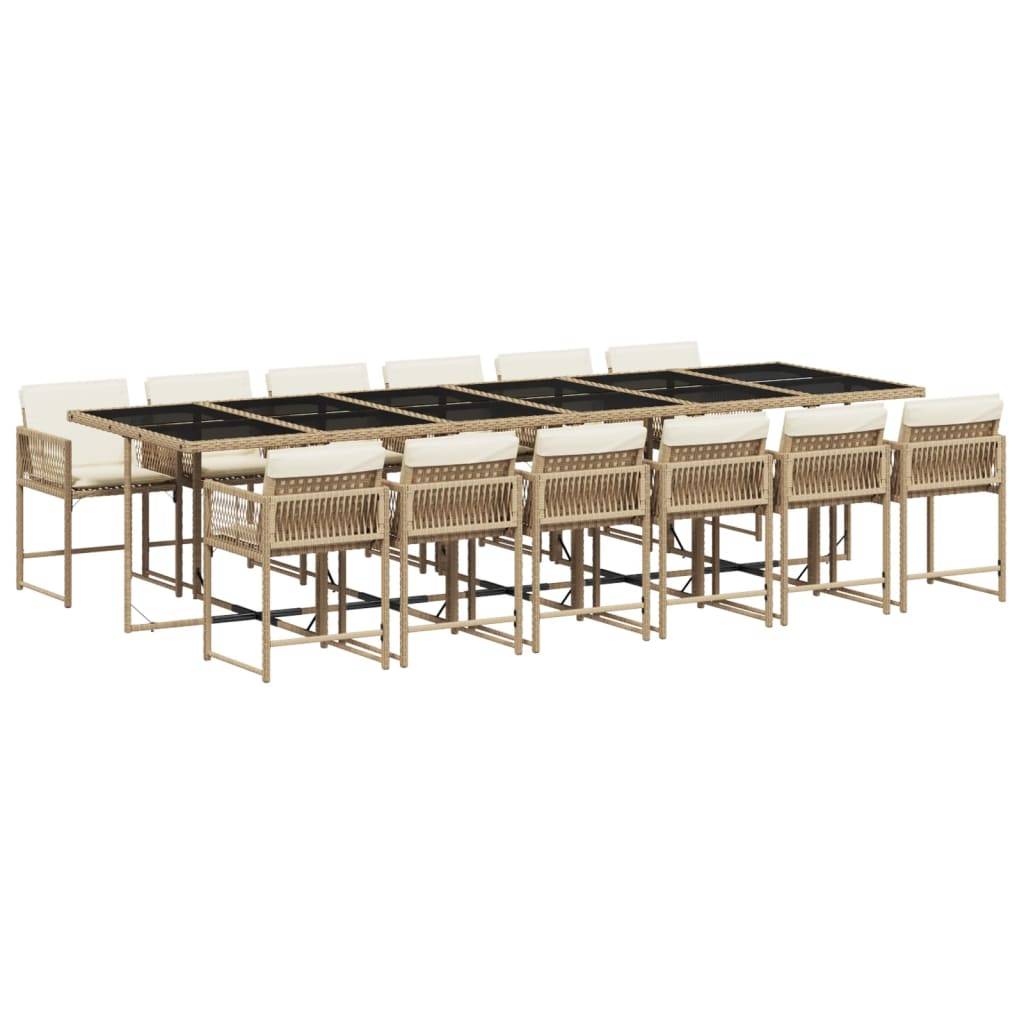 ComfortXL - Salon de Jardin Encastrable 12 Personnes en Résine Tressée Beige, Grande Table 330cm Plateau Verre, Gain de Place – ComfortXL Outdoor Living - Image 2
