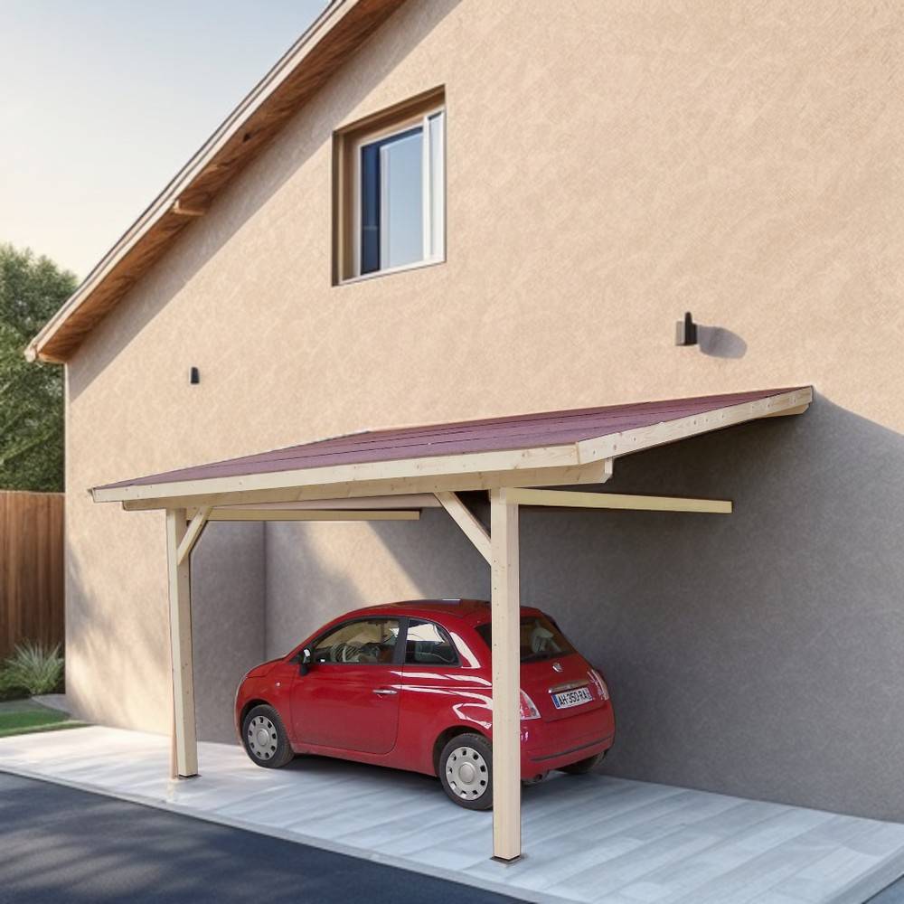 Habrita - Carport monopente mural avec préparation pour couverture légère Habrita - Imagen 1