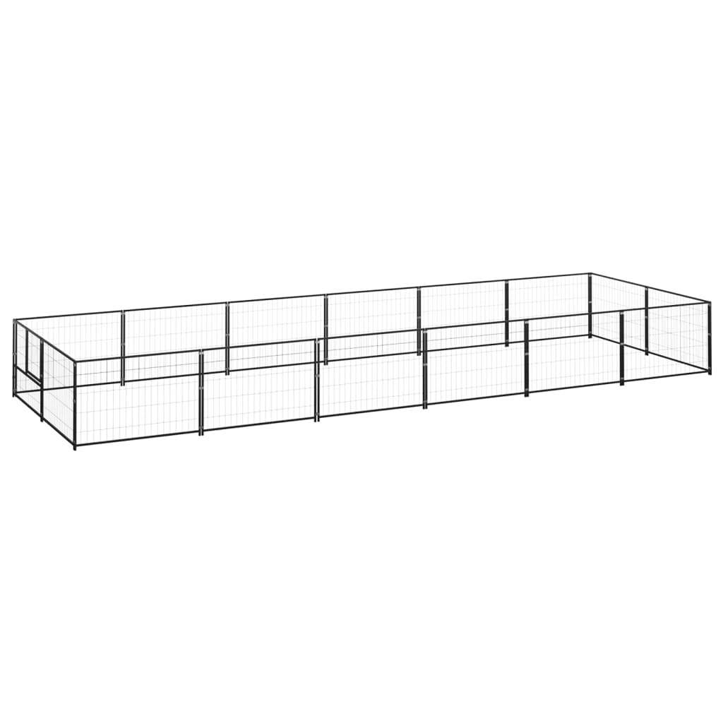 Helloshop26 - Chenil extérieur cage enclos parc animaux chien noir 12 m² acier - Imagen 1