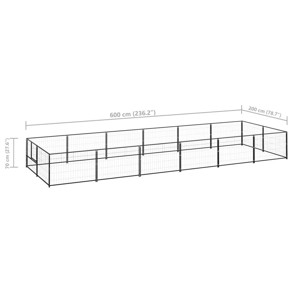 Helloshop26 - Chenil extérieur cage enclos parc animaux chien noir 12 m² acier - Imagen 2