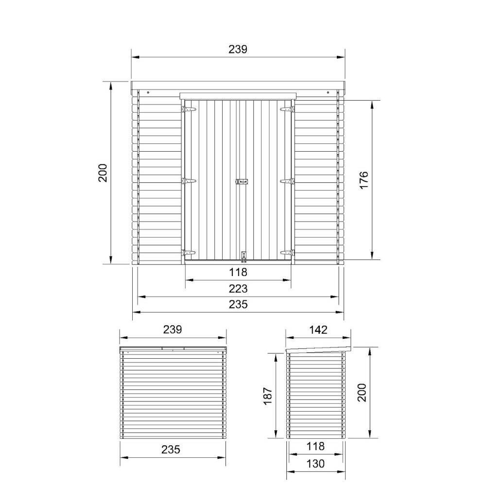 Timbela - Abri de Jardin en Bois - 2.63 m² / 142x239xH200 cm - Timbela M310C1 - Image 5