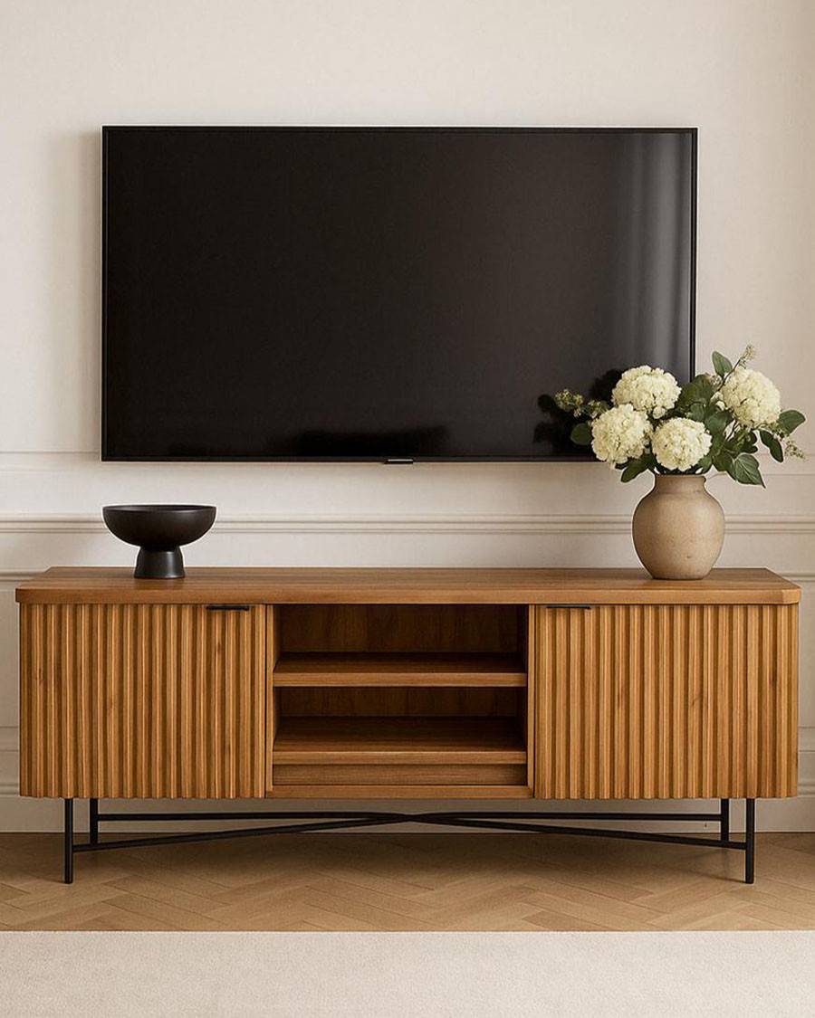 Opéra - Meuble  rétro en teck massif recyclé 140 cm - UNIQKA - Imagen 2