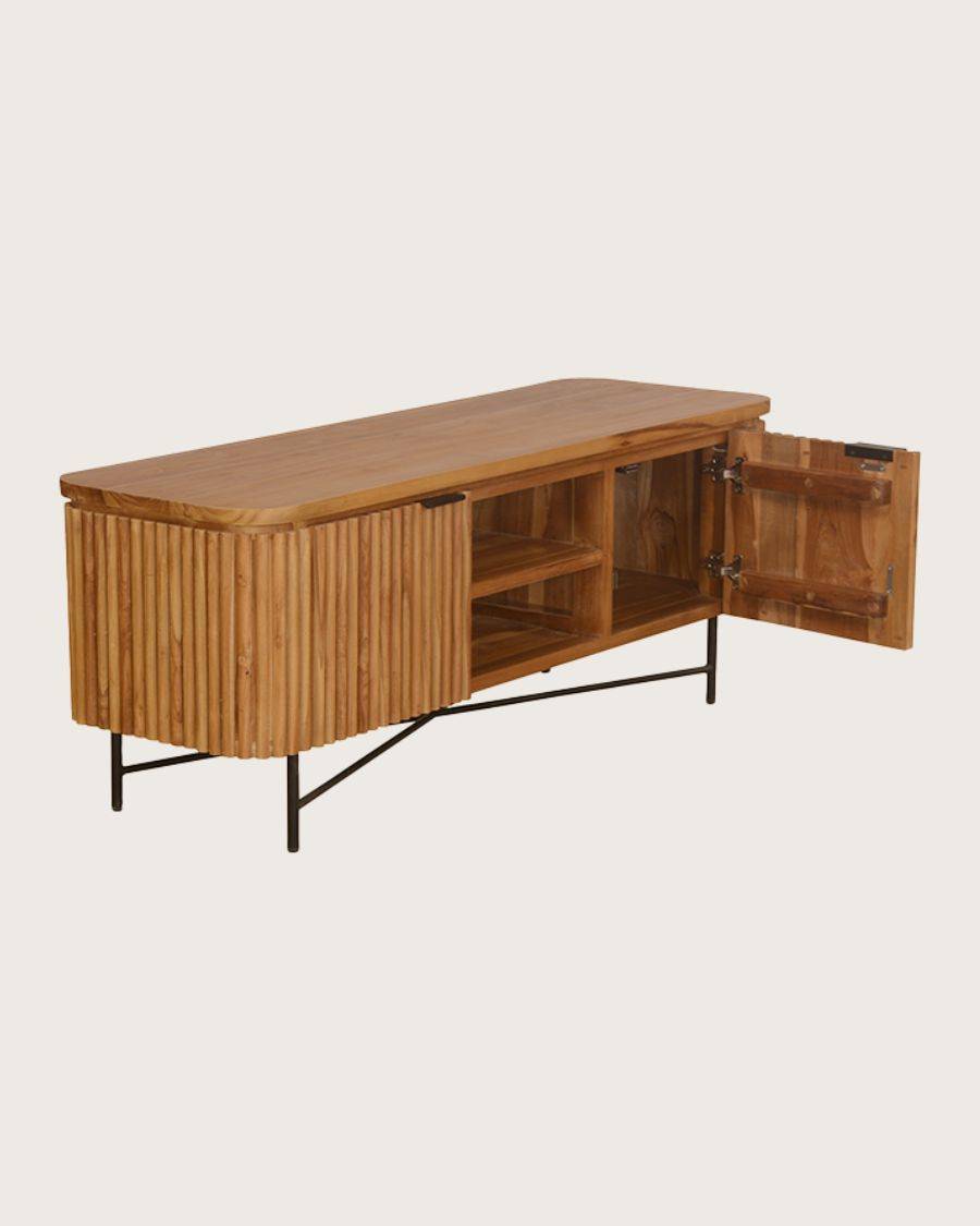 Opéra - Meuble  rétro en teck massif recyclé 140 cm - UNIQKA - Imagen 4