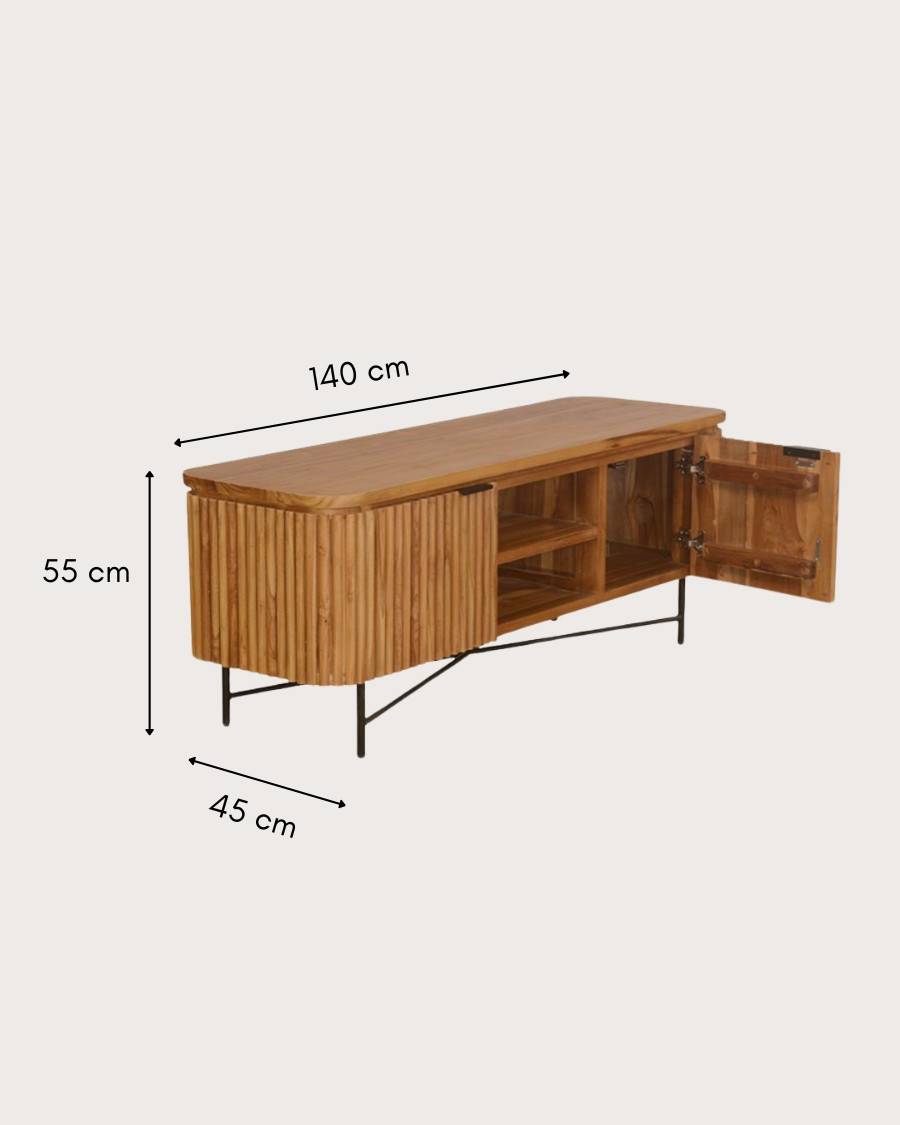 Opéra - Meuble  rétro en teck massif recyclé 140 cm - UNIQKA - Imagen 9