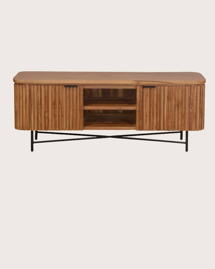 Opéra - Meuble  rétro en teck massif recyclé 140 cm - UNIQKA - Imagen 1