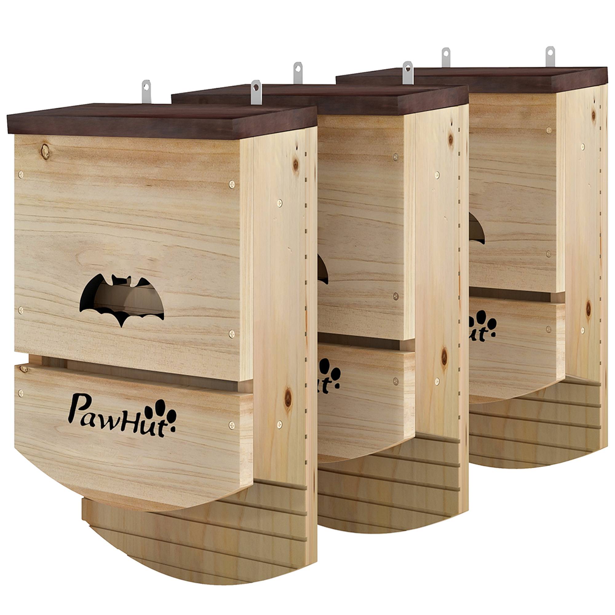 ComfortXL - Lot 3 nichoirs chauves-souris sapin massif plateforme rainurée nuisibles 23x9x36cm naturel - ComfortXL Outdoor Living - Image 2