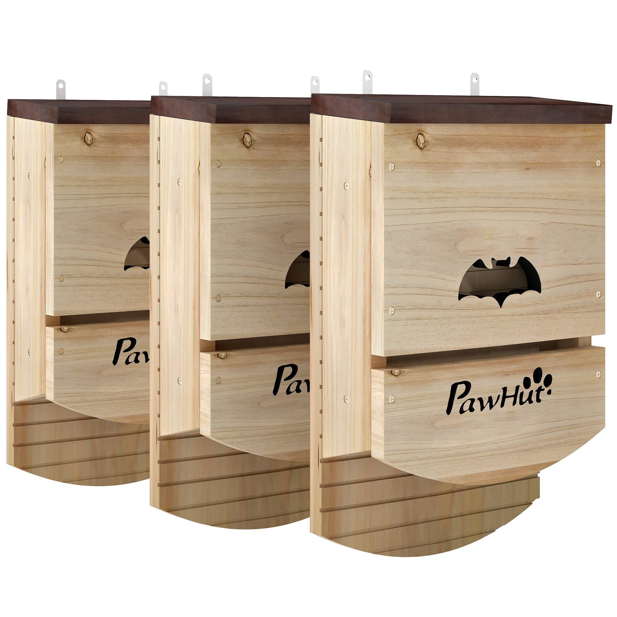 ComfortXL - Lot 3 nichoirs chauves-souris sapin massif plateforme rainurée nuisibles 23x9x36cm naturel - ComfortXL Outdoor Living