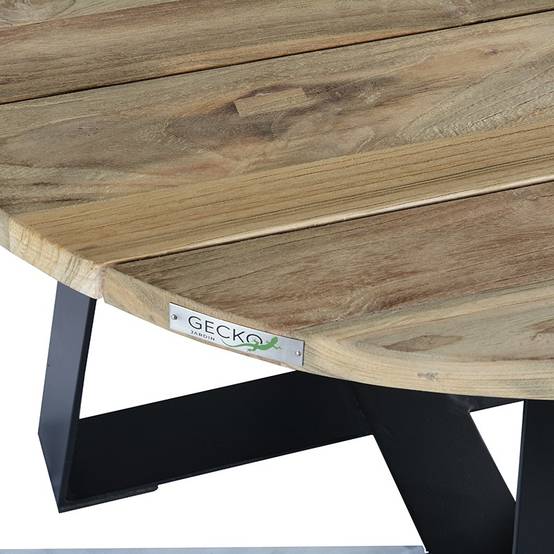 Table basse en métal anthracite et teck recyclé D 80 cm Orsay - Gecko Jardin - Image 4