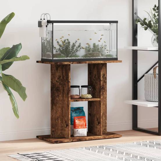Meuble Aquarium Bois d'Ingénierie Support Rangement 60x30x60cm Chêne Fumé - ComfortXL Outdoor Living - Image 1