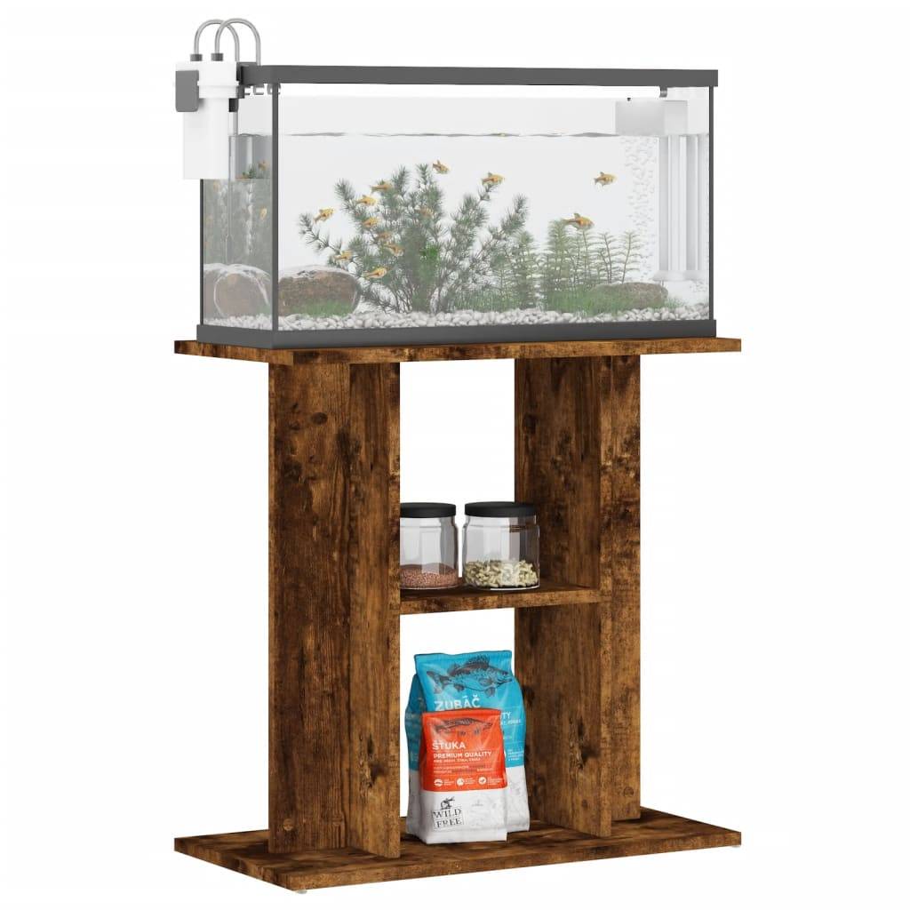 Meuble Aquarium Bois d'Ingénierie Support Rangement 60x30x60cm Chêne Fumé - ComfortXL Outdoor Living - Image 3