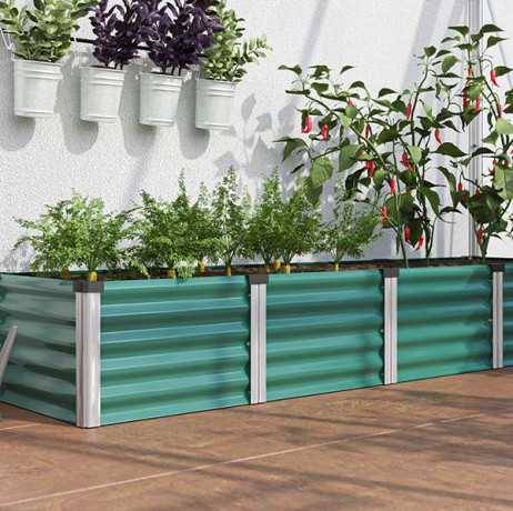 Vitavia - Carré potager Linus IN-OUT L – grand bac en acier Zincalume, Couleur Vert/Noir - Image 8