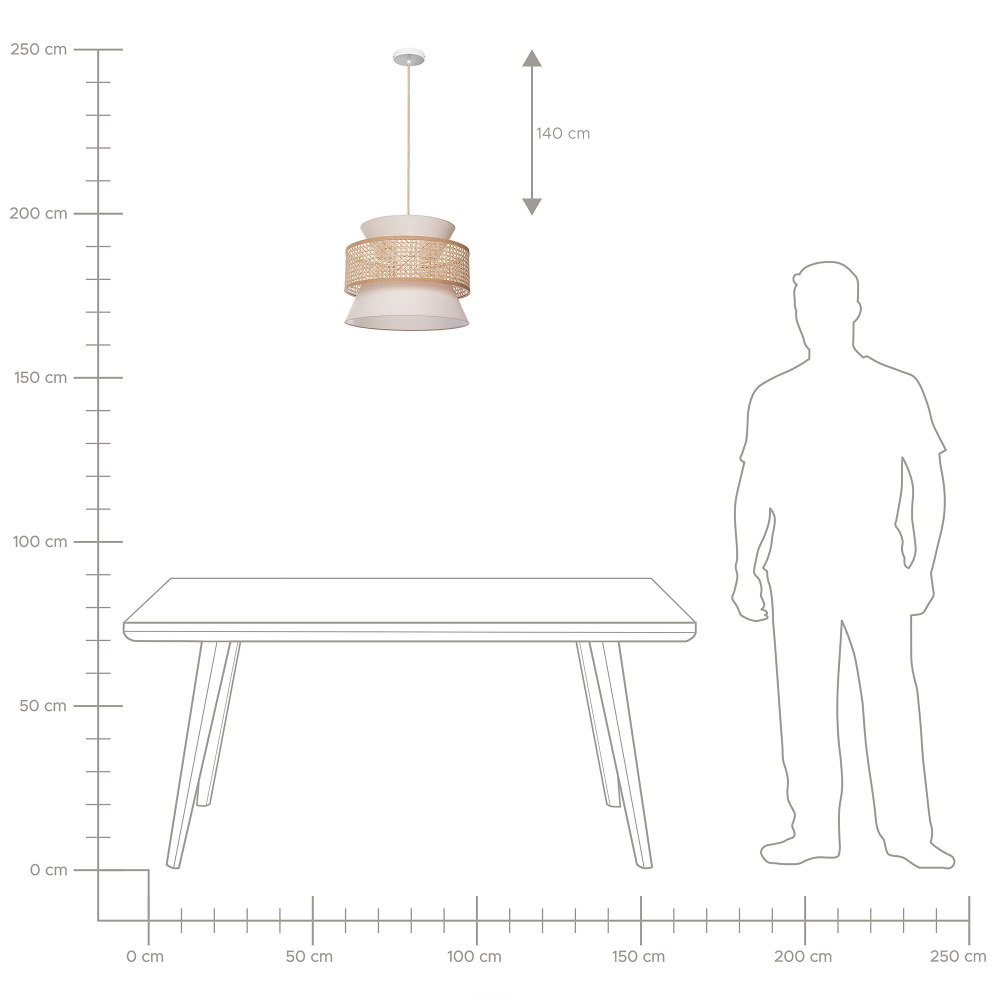 Beliani - Lampe suspension Tissu Beige LUYANO - 40x40x167- Beliani - Image 7