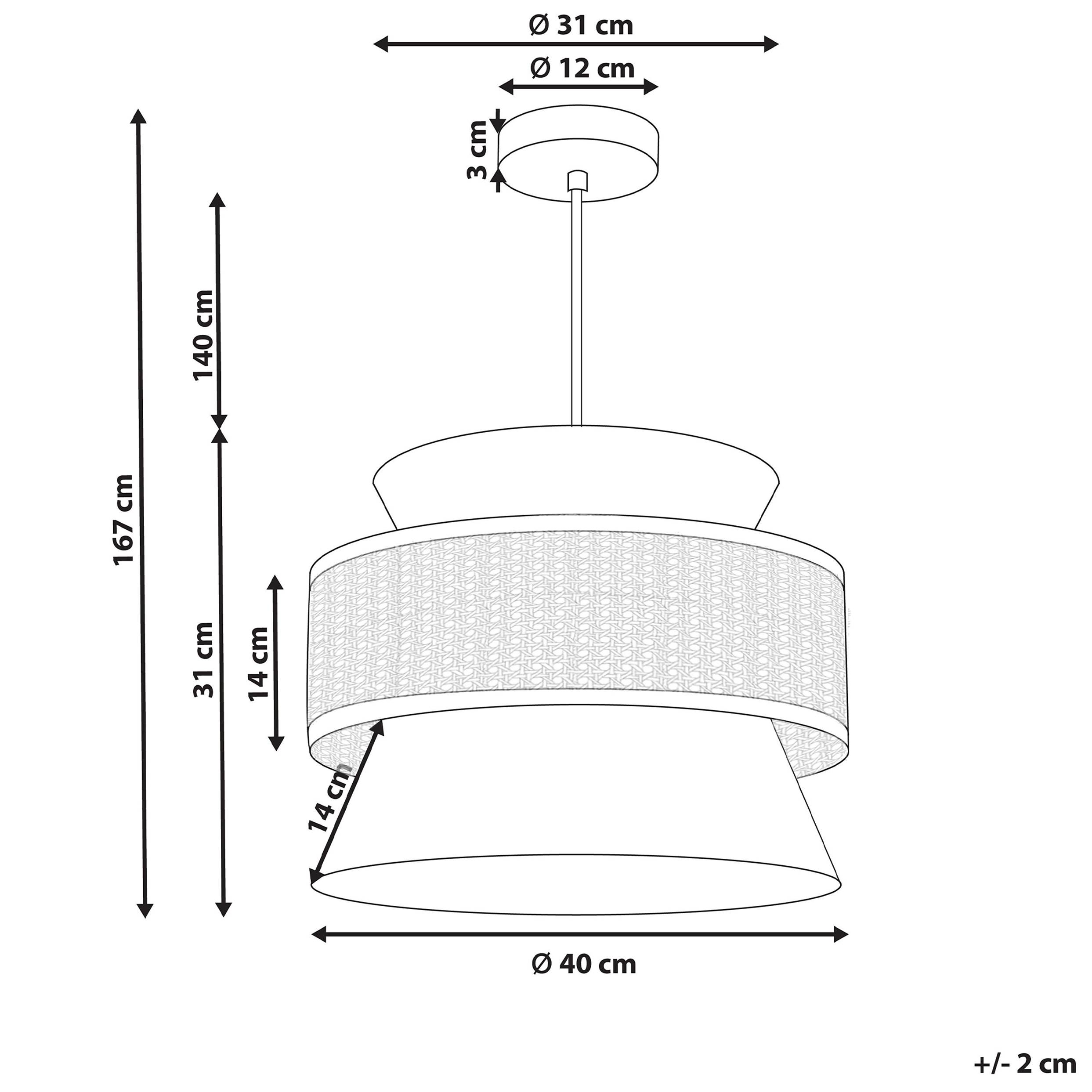 Beliani - Lampe suspension Tissu Beige LUYANO - 40x40x167- Beliani - Image 3