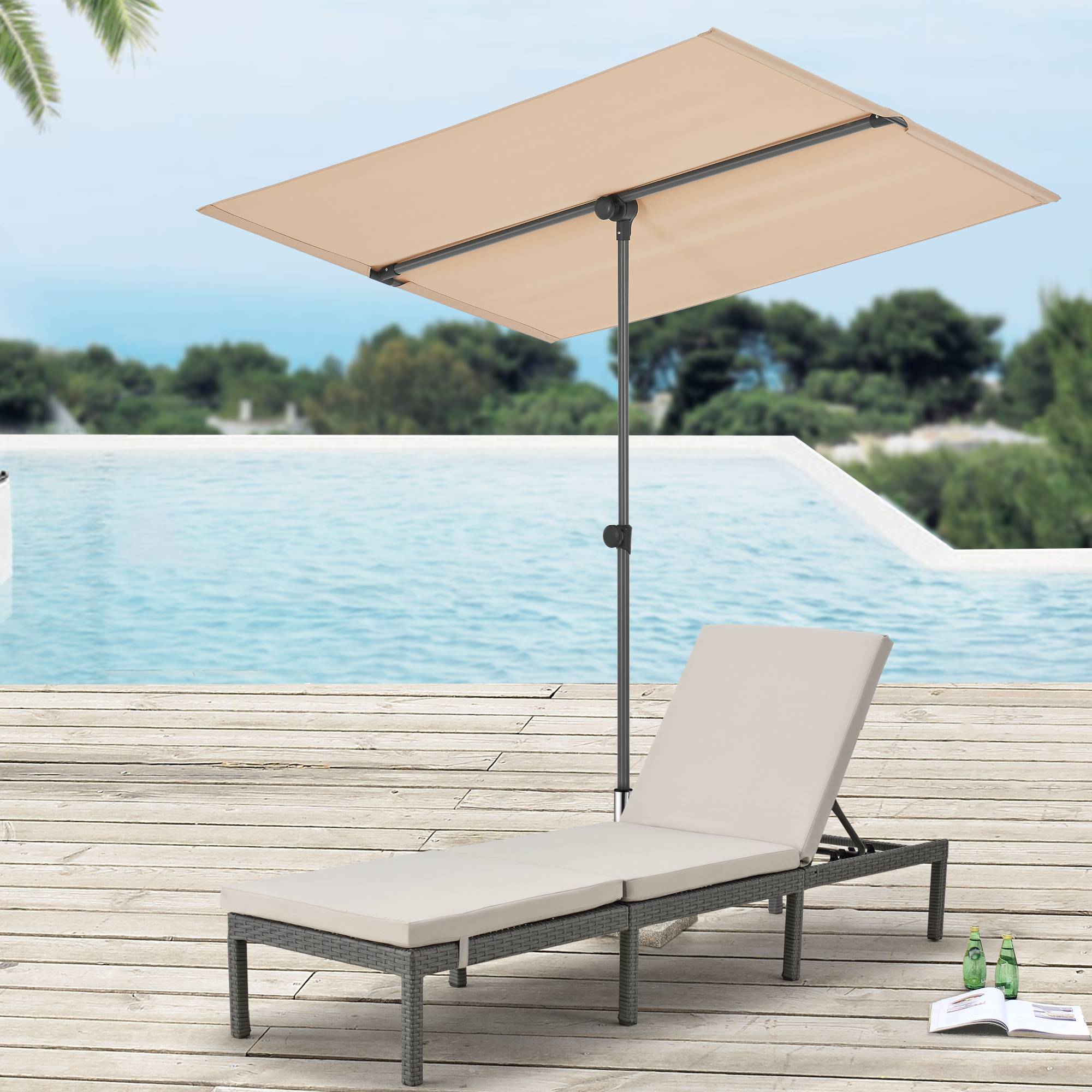 Pro.Tec - Parasol Carsoli inclinable à 360° rectangulaire 180 x 130 cm sable [pro.tec] - Image 2