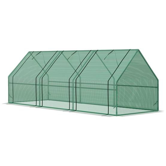 Mini Serre Châssis de Jardin Acier et Bâche PE 3 Fenêtres 270x90x90 cm Vert - ComfortXL Outdoor Living - Image 2