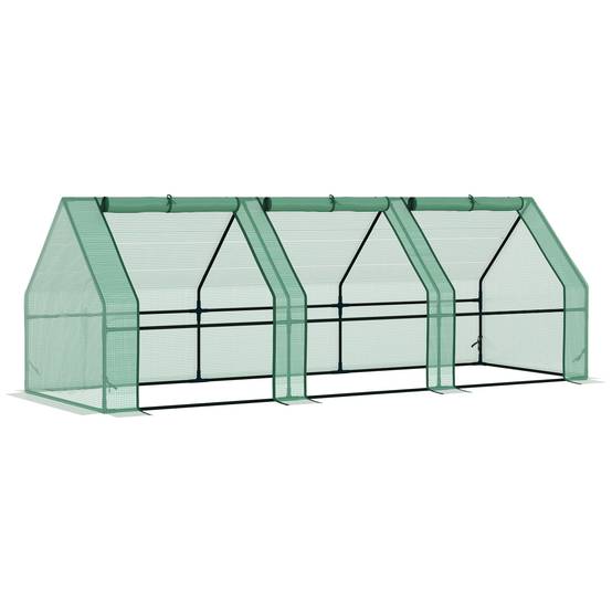 Mini Serre Châssis de Jardin Acier et Bâche PE 3 Fenêtres 270x90x90 cm Vert - ComfortXL Outdoor Living - Image 1