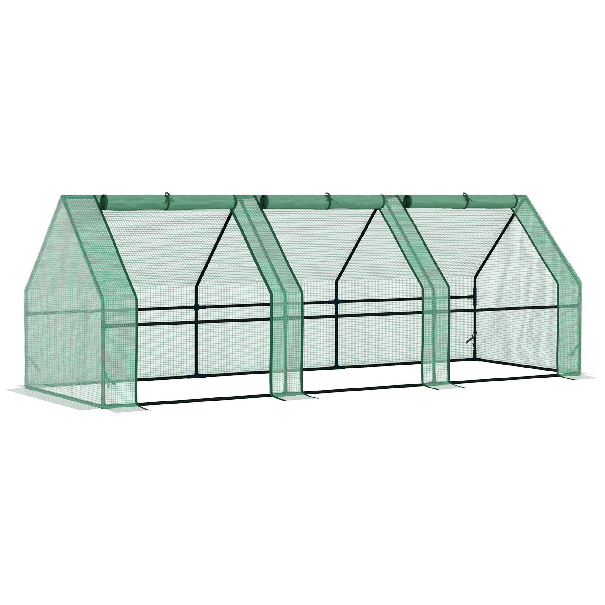 Mini Serre Châssis de Jardin Acier et Bâche PE 3 Fenêtres 270x90x90 cm Vert - ComfortXL Outdoor Living - Image 1