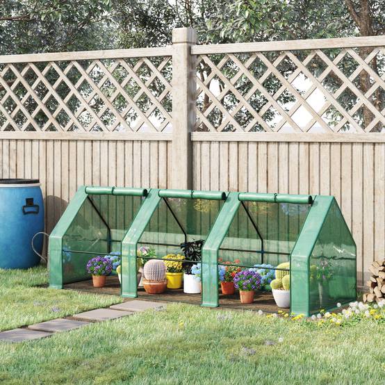Mini Serre Châssis de Jardin Acier et Bâche PE 3 Fenêtres 270x90x90 cm Vert - ComfortXL Outdoor Living - Image 4