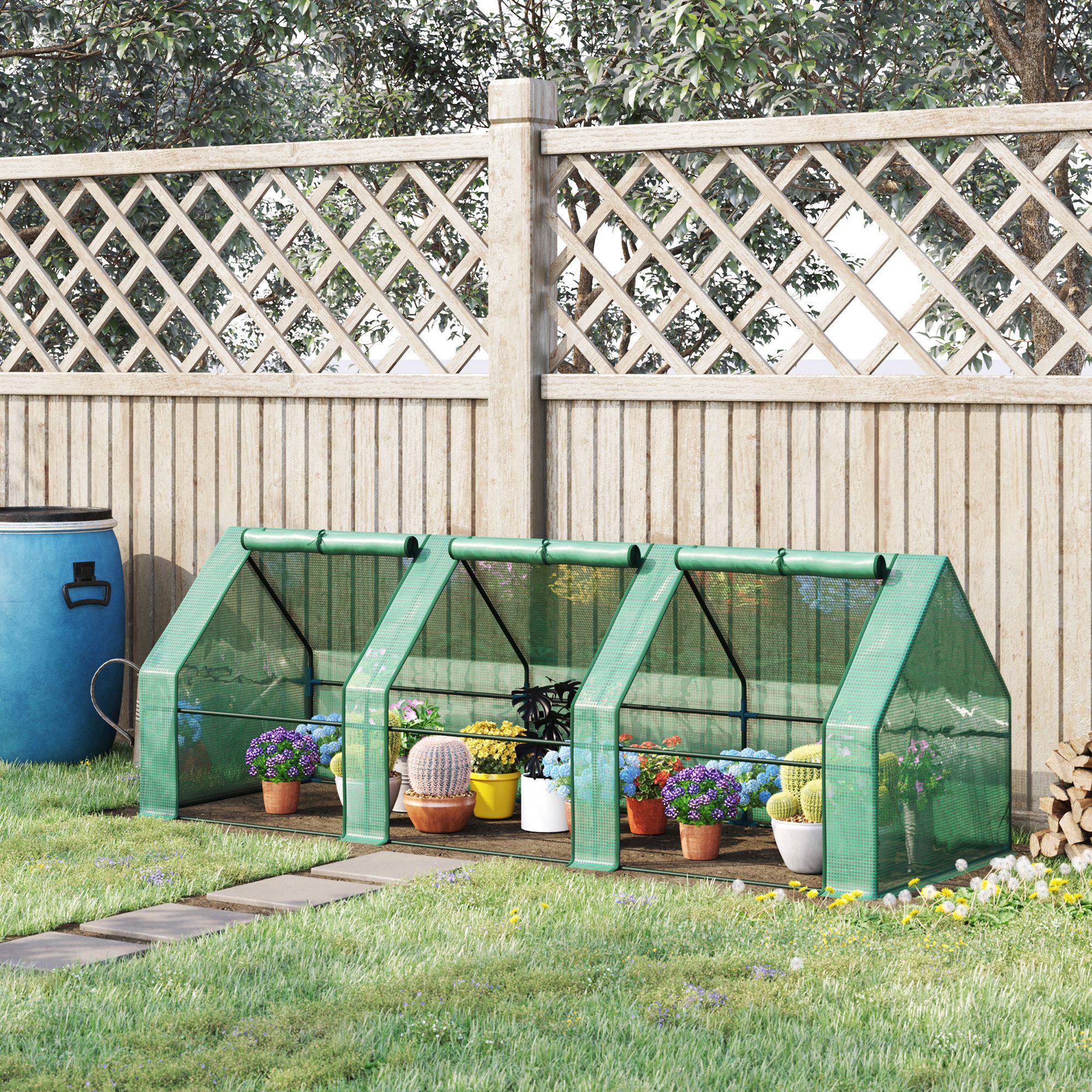 Mini Serre Châssis de Jardin Acier et Bâche PE 3 Fenêtres 270x90x90 cm Vert - ComfortXL Outdoor Living - Image 4