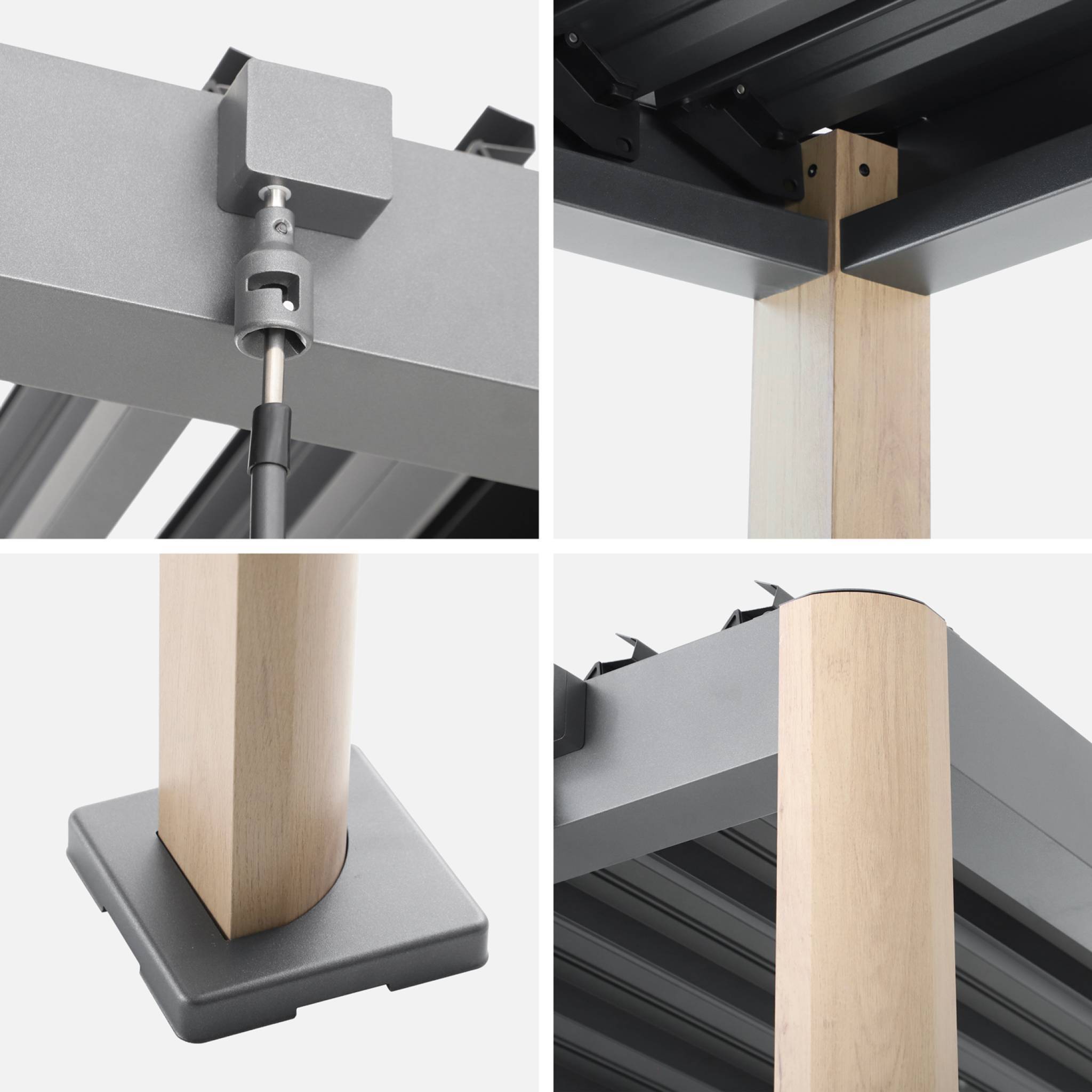 Pergola bioclimatique effet bois aluminium et acier lames orientables 3x3m - Imperial | sweeek - Image 6