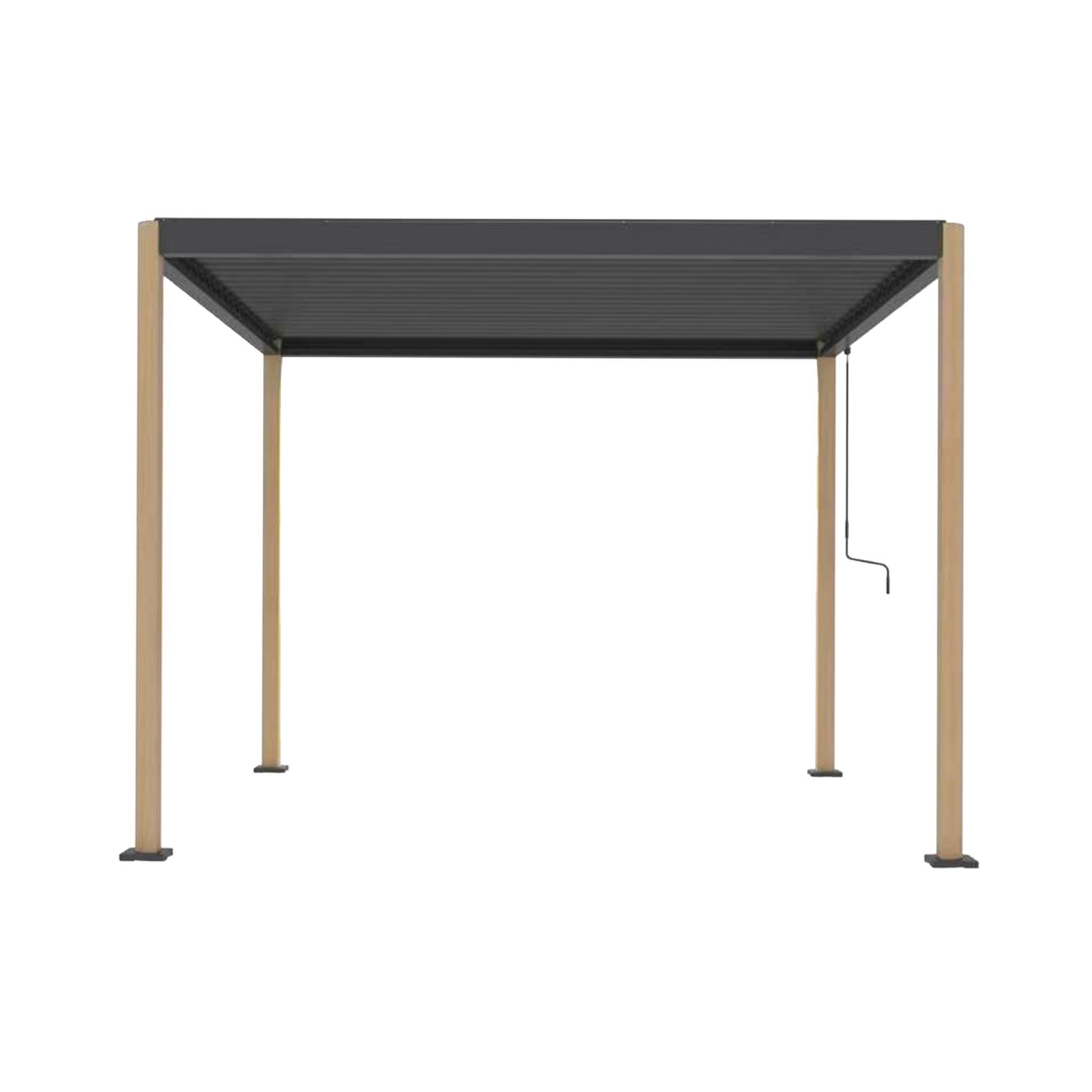 Pergola bioclimatique effet bois aluminium et acier lames orientables 3x3m - Imperial | sweeek - Image 3