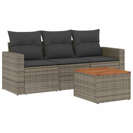 Salon de jardin résine tressée modulable pour balcon 4 pcs Gris – ComfortXL Outdoor Living - Image 2