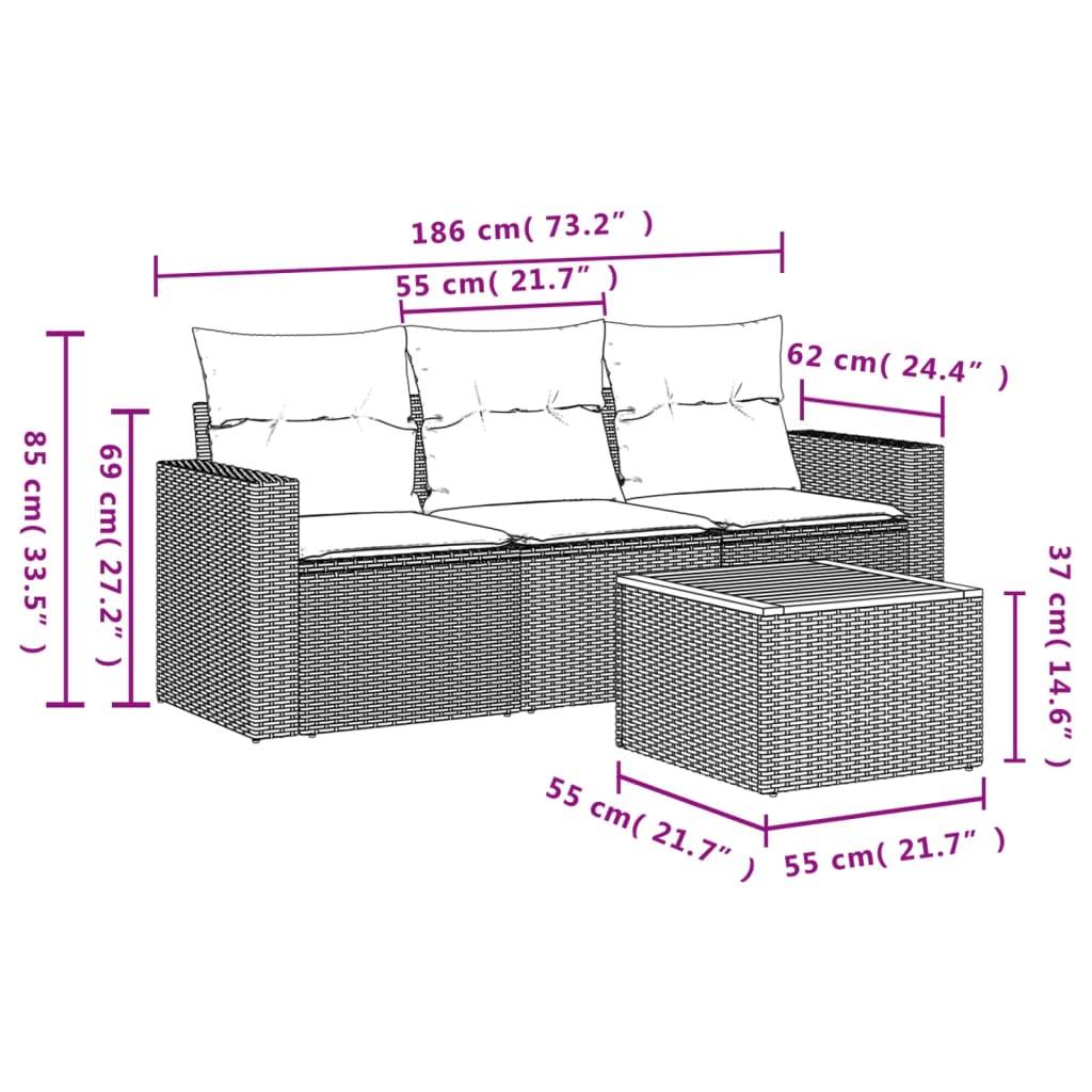 Salon de jardin résine tressée modulable pour balcon 4 pcs Gris – ComfortXL Outdoor Living - Image 3