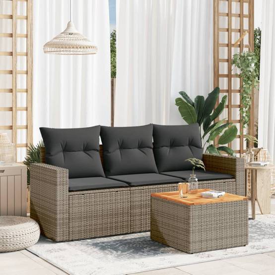 Salon de jardin résine tressée modulable pour balcon 4 pcs Gris – ComfortXL Outdoor Living - Image 1