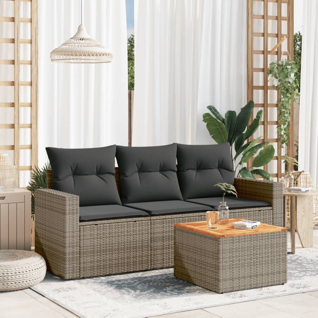 Salon de jardin résine tressée modulable pour balcon 4 pcs Gris – ComfortXL Outdoor Living - Image 1