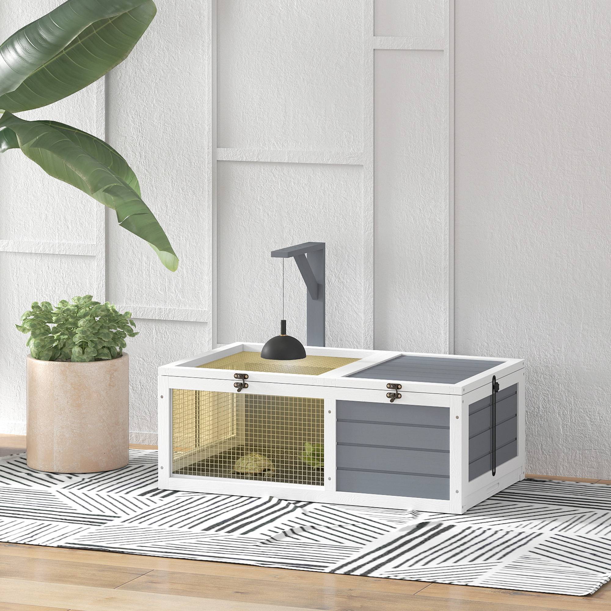 Enclos pour tortues bois gris 81 x 48 x 31.5 cm - PANGIVO - Image 4