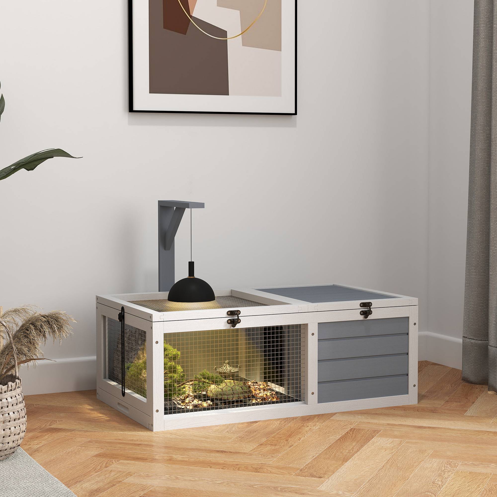 Enclos pour tortues bois gris 81 x 48 x 31.5 cm - PANGIVO - Image 3