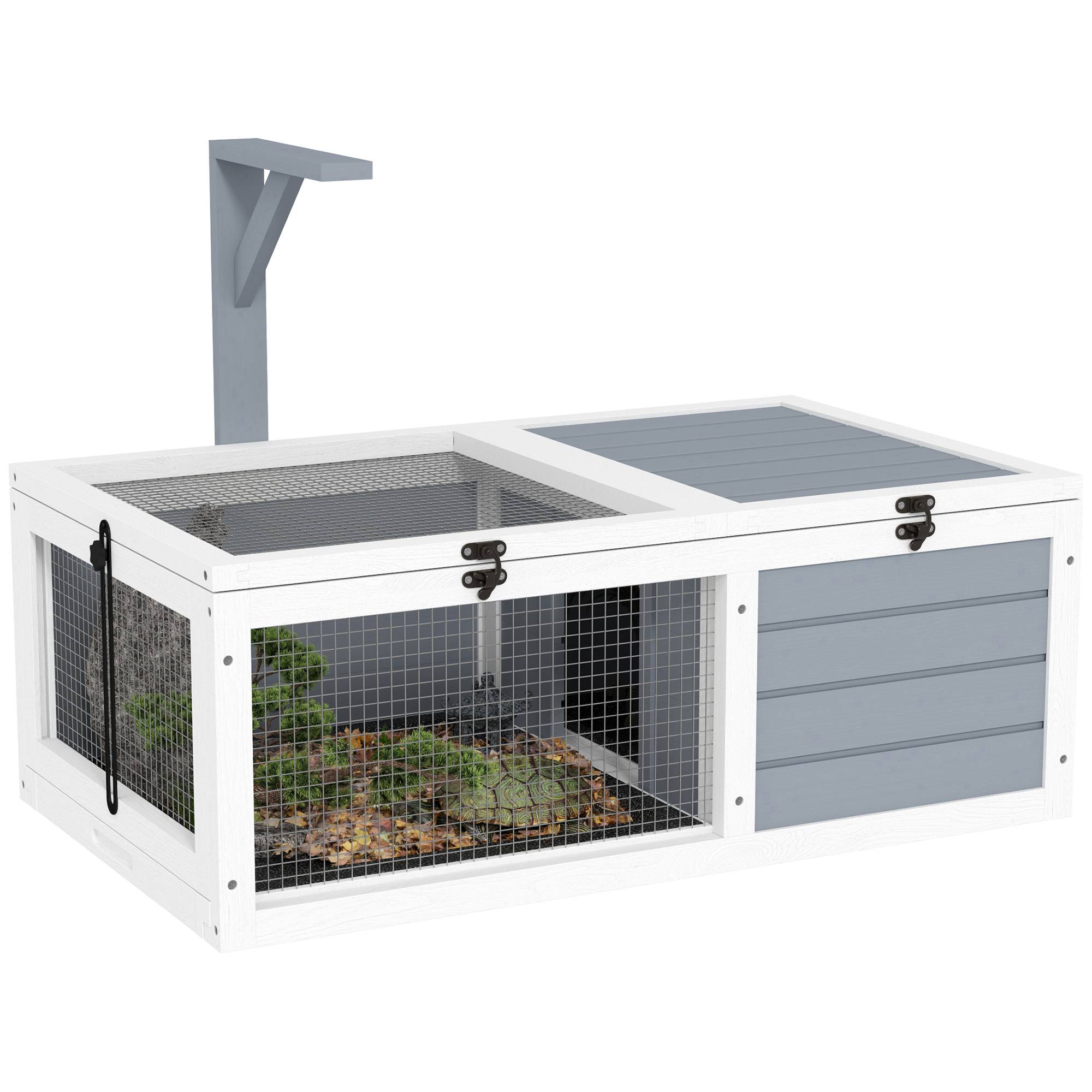 Enclos pour tortues bois gris 81 x 48 x 31.5 cm - PANGIVO