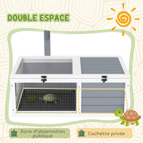 Enclos pour tortues bois gris 81 x 48 x 31.5 cm - PANGIVO - Image 6