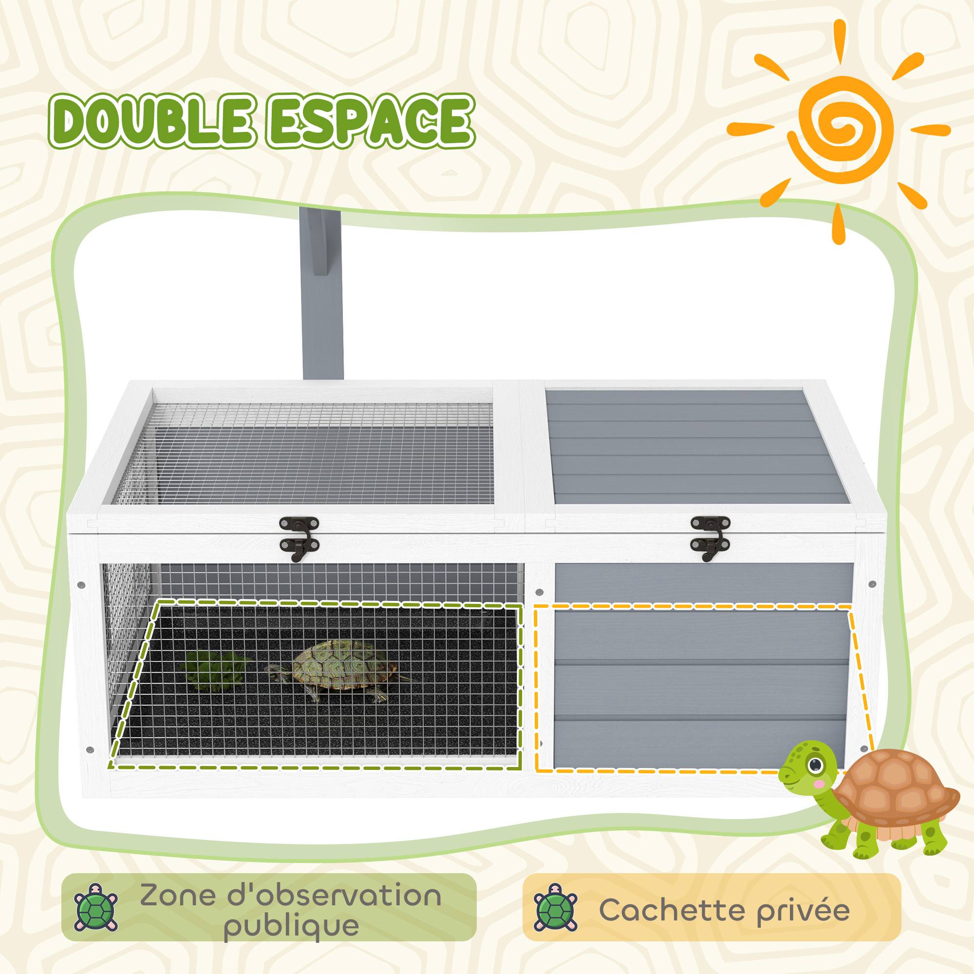 Enclos pour tortues bois gris 81 x 48 x 31.5 cm - PANGIVO - Image 6