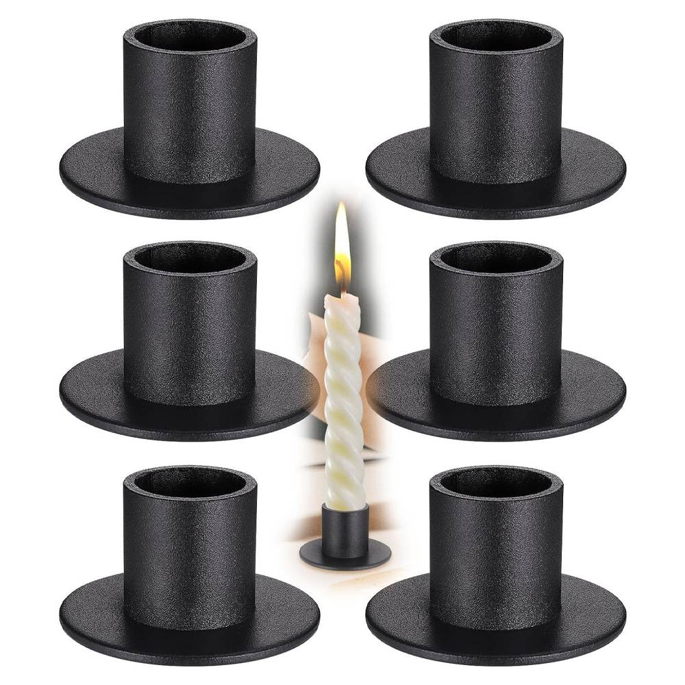 6 pièces bougeoirs en fer noir, bougeoirs décoratifs de table en métal rouillé vintage pour mariages, fêtes, Saint-Valentin, anniversaires-Lytech