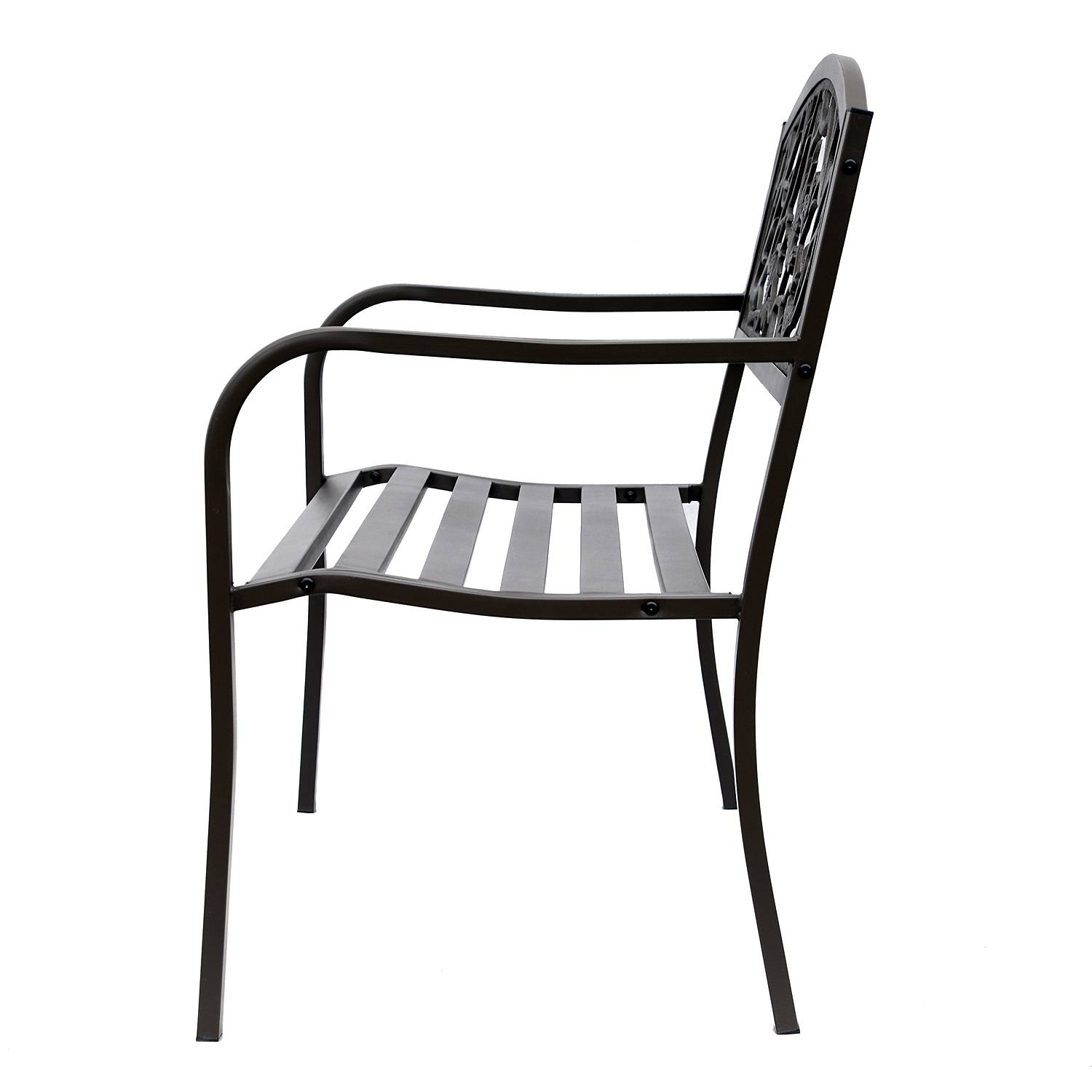 Outsunny - Banc 3 places de jardin terrasse style rural chic 127L x 60l x 85H cm métal époxy anticorrosion brun - Outsunny - Imagen 6