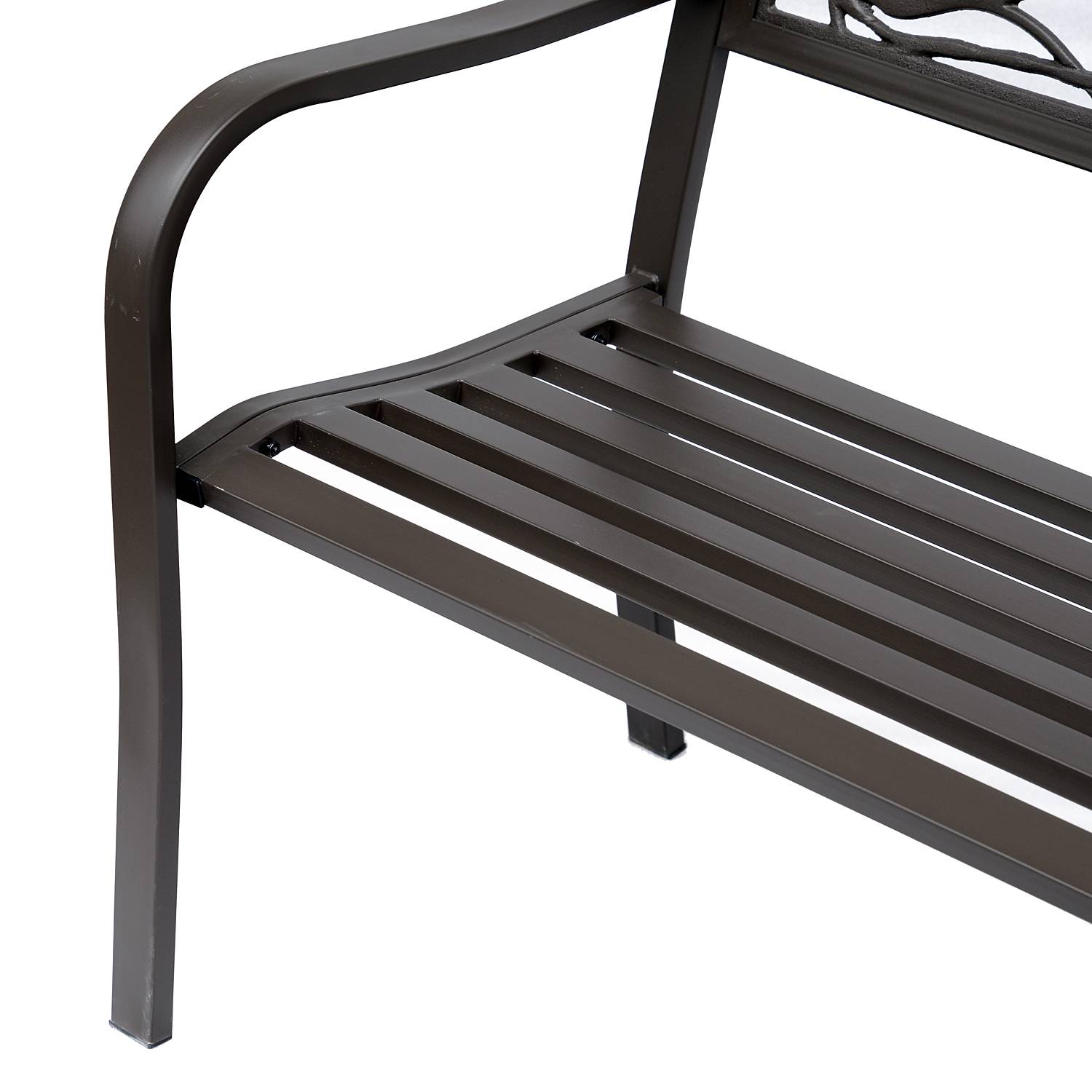 Outsunny - Banc 3 places de jardin terrasse style rural chic 127L x 60l x 85H cm métal époxy anticorrosion brun - Outsunny - Imagen 8