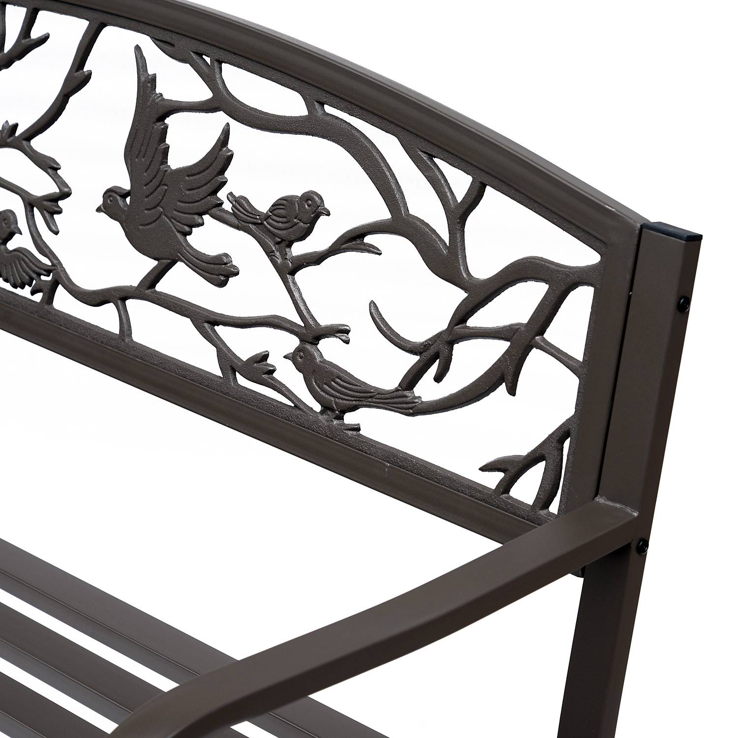 Outsunny - Banc 3 places de jardin terrasse style rural chic 127L x 60l x 85H cm métal époxy anticorrosion brun - Outsunny - Imagen 9