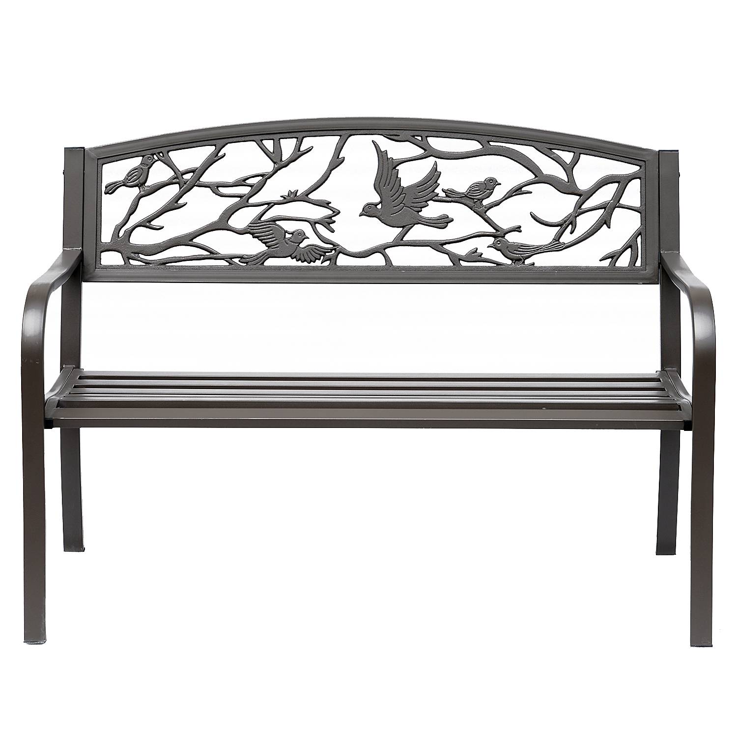 Outsunny - Banc 3 places de jardin terrasse style rural chic 127L x 60l x 85H cm métal époxy anticorrosion brun - Outsunny - Imagen 4