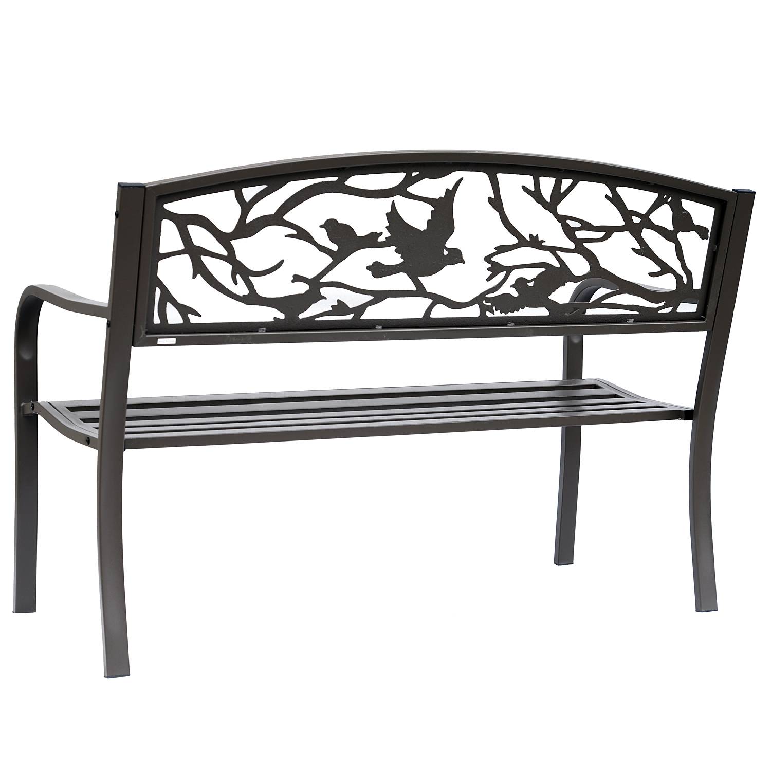 Outsunny - Banc 3 places de jardin terrasse style rural chic 127L x 60l x 85H cm métal époxy anticorrosion brun - Outsunny - Imagen 5
