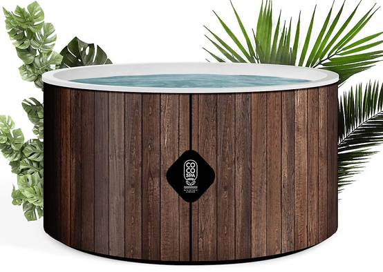 Spa gonflable 2 places chauffant & massant imitation bois 150cm - Image 1
