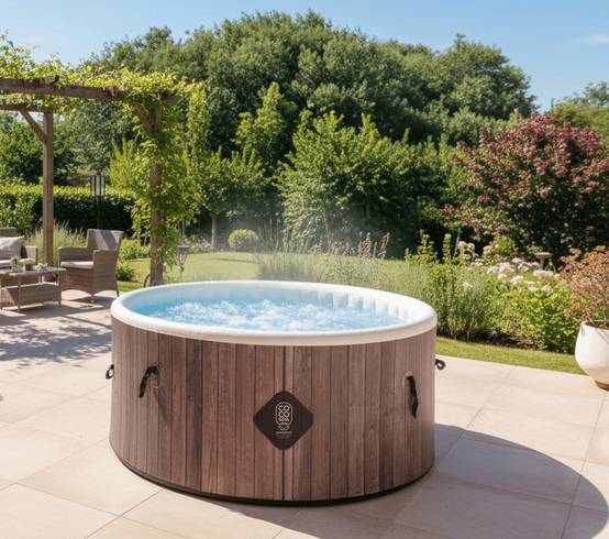 Spa gonflable 2 places chauffant & massant imitation bois 150cm - Image 6